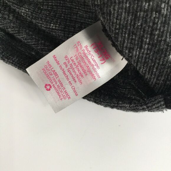 No Boundaries Lace Button Front Short Sleeve Top XL (15-17) Big Kids Gray Black - Picture 4 of 6